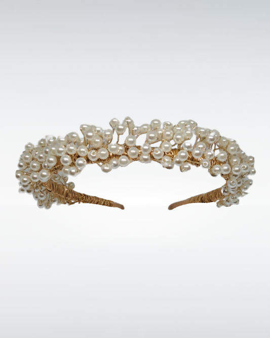 Bridal Crown - Gold with Pearls - Sea Pearl Goddess
