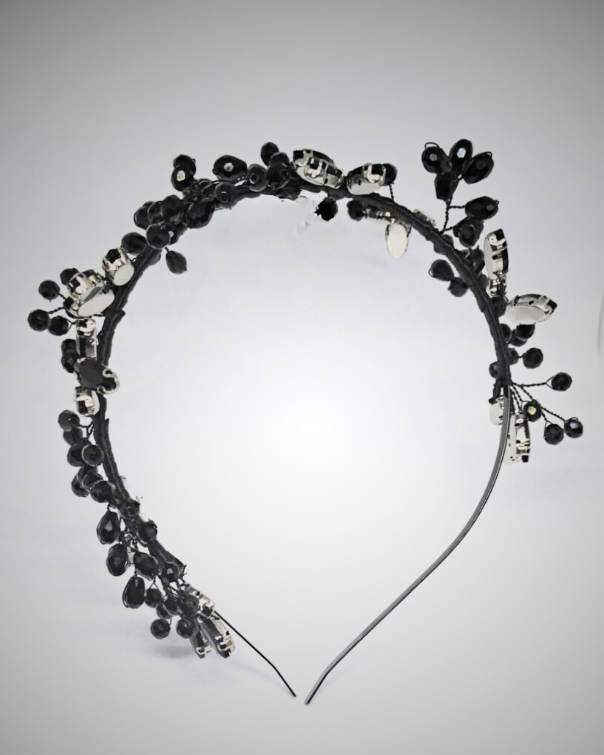 Bridal Headpiece - Black with Crystals