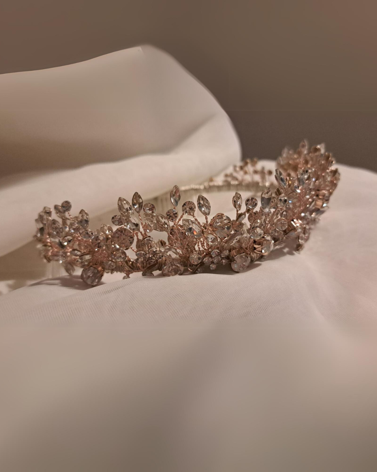 Bridal Crown - Rose Gold with Crystals - Rose Gold Goddess